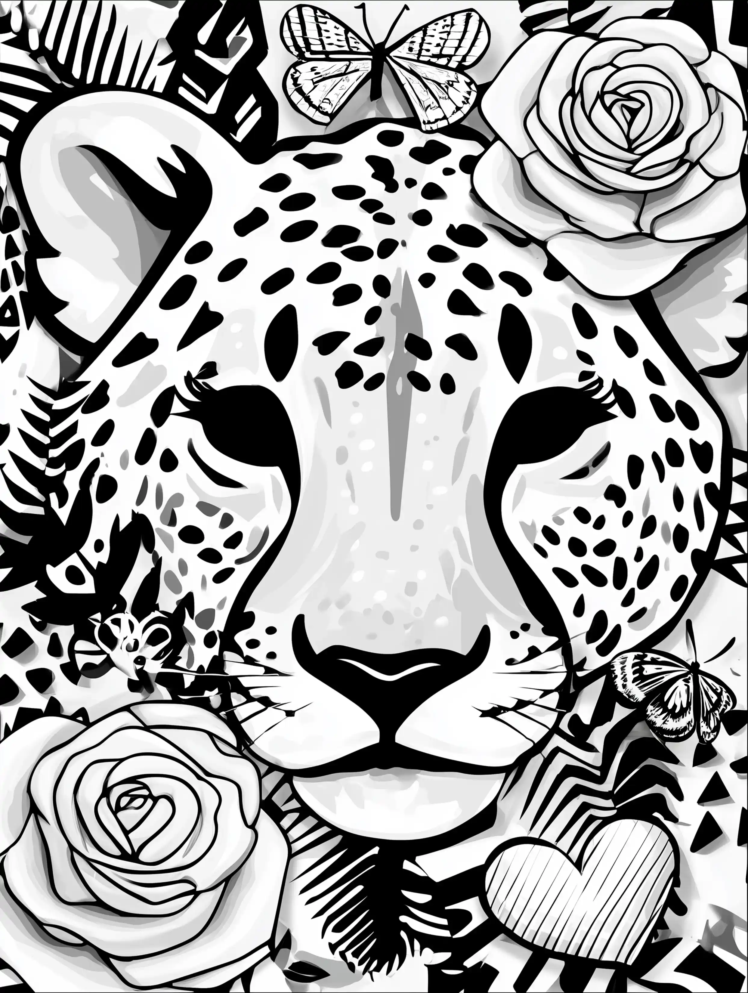 Free cheetah printable coloring page featuring a feminine styled cheetah